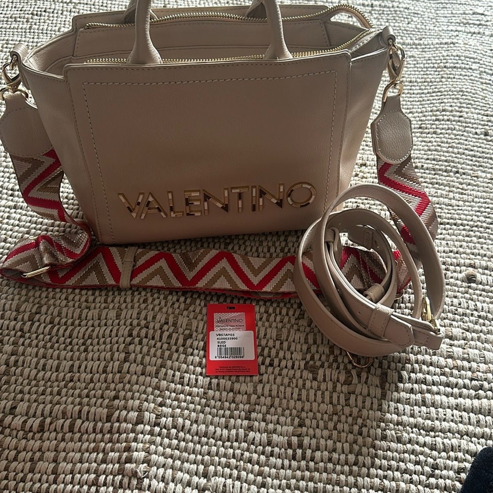 Mario by Mario Valentino Cream and Red Satchels